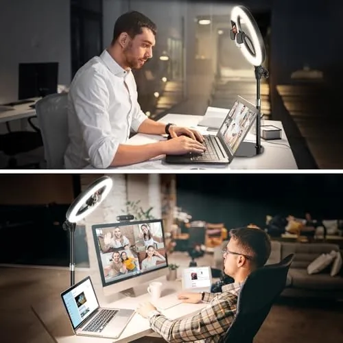 The 10'' Desk Ring Light with Stand ,  Zoom Lighting with compared in context