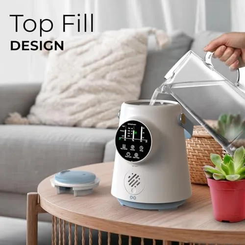 The Everlasting Comfort humidifier running quietly beside a bed at night