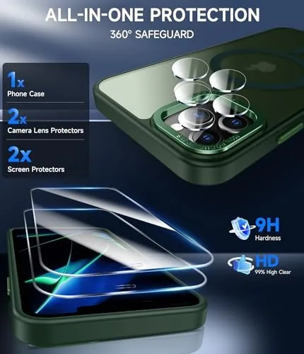 Another view of the LeYi for iPhone-11-Pro-Max Cases Green with Screen Protector X2 +