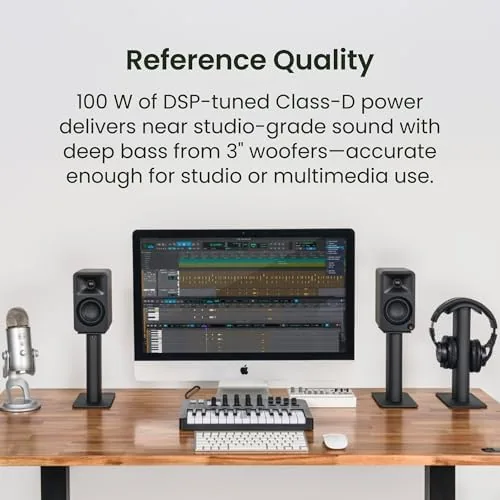 The Kanto ORAMW 100W Powered Reference Desktop Computer Speakers with Bluetooth compared in context