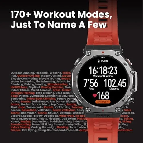 Detail shot of the Amazfit T-Rex 3, Smart Watch, 1.5" AMOLED Display, GPS, iOS/Android features