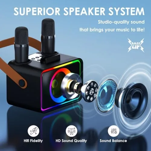 Close look at the Karaoke Machine for Kids Adults,Portable Bluetooth Speaker with 2 Wireless build quality