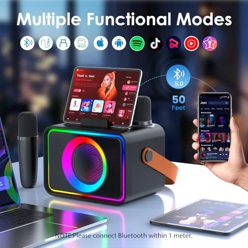 Another view of the Karaoke Machine for Kids Adults,Portable Bluetooth Speaker with 2 Wireless