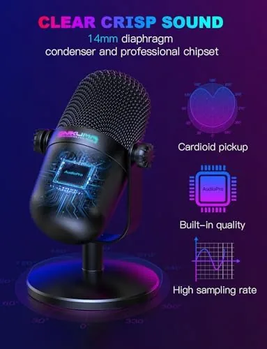 Close look at the Gaming Microphone with Noise Cancellation & Mute Button, USB Condenser build quality