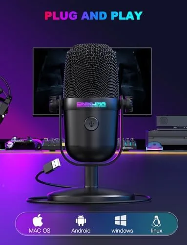 Another view of the Gaming Microphone with Noise Cancellation & Mute Button, USB Condenser