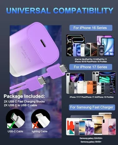 Detail shot of the Phone 17 16 15 Charger Fast Charging,30W USB C Phone features