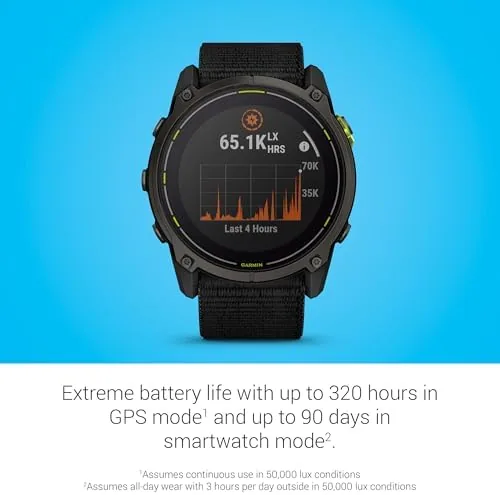 Another view of the Garmin Enduro™ 3, Solar, 51 mm, Sapphire, Black UltraFit Nylon