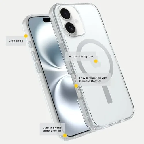 The OtterBox clear case beside a budget clear case showing the yellowing difference