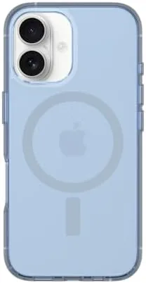 The iPhone 16 Pro in the clear case on a nightstand with a MagSafe charger