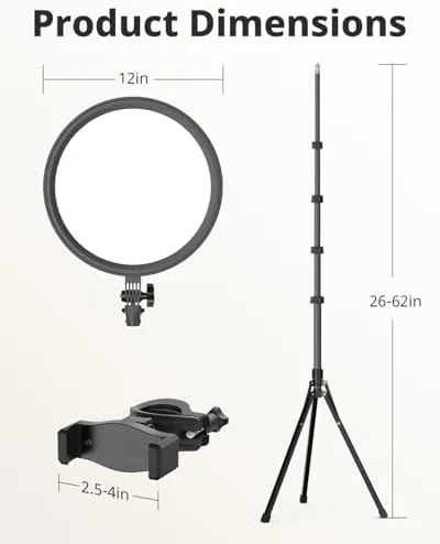 Another view of the UBeesize 12" Ring Light with 62" Tripod Stand, Professional Big