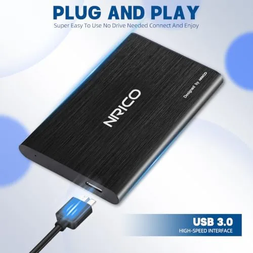 Another view of the NRICO Ultra Slim 500GB Portable External Hard Drive USB3.0 HDD