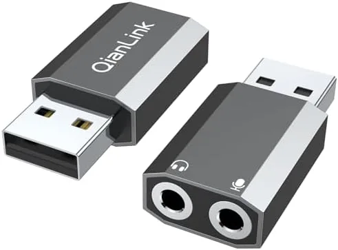 Overview of the QianLink USB to 3.5mm Audio Adapter (2-Pack),External Stereo Sound Card