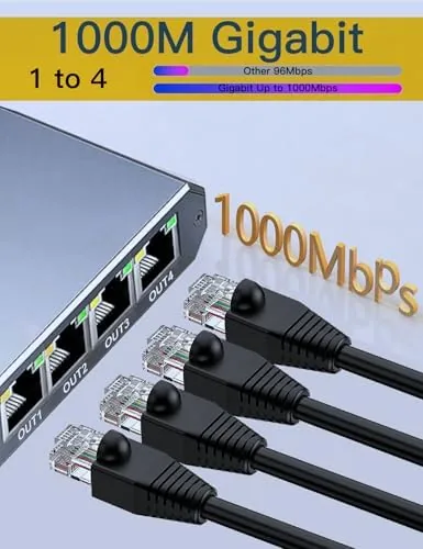 The switch installed under a desk with neatly routed ethernet cables
