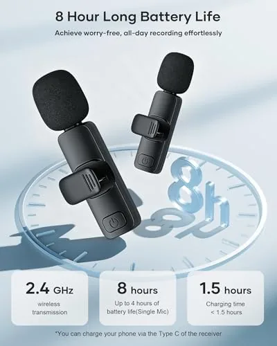 Another view of the 2 Pack Wireless Lavalier Microphone for iPhone iPad and Android