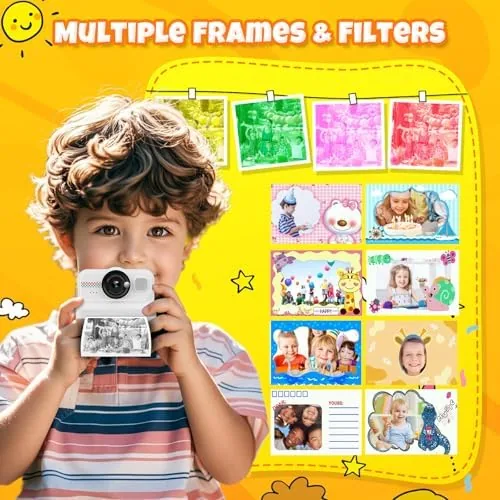 A collection of printed instant photos laid out on a table showing the output quality