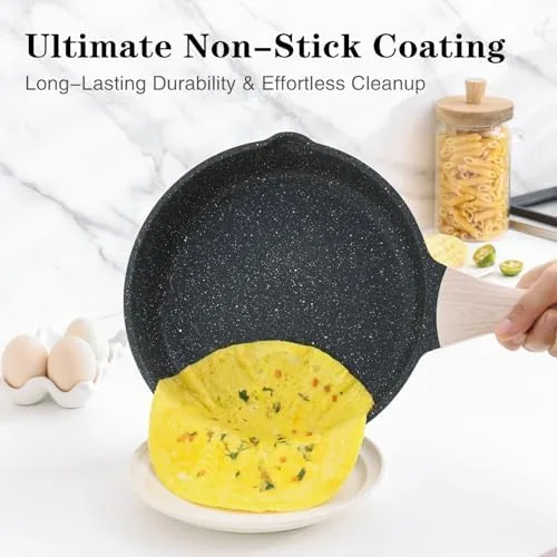 Close up of the smooth nonstick cooking surface and the sloping pan walls