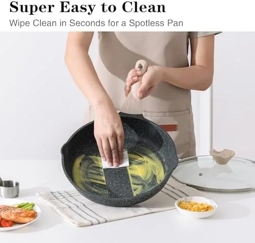 The pan on an induction cooktop with a crepe being slid out