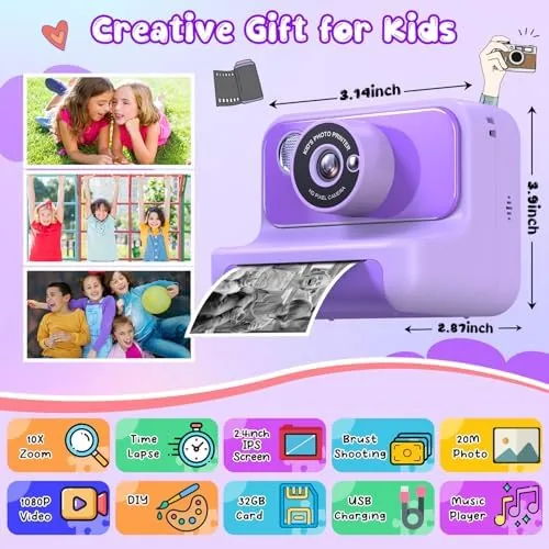 Close look at the Kids Camera Instant Print, Christmas Birthday Gifts for Girls and build quality