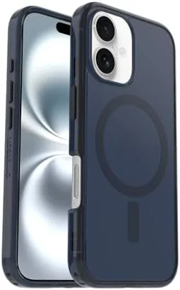 The iPhone 16 in the clear case snapping onto a MagSafe charger