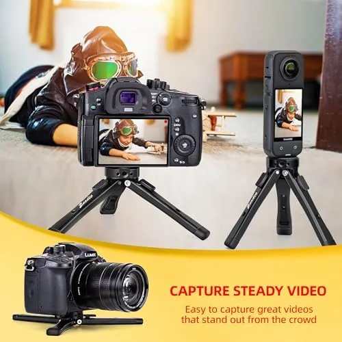 The Zeadio Heavy Duty Mini Metal Tripod Stand - Universal Small in real use