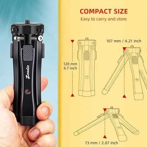 Another view of the Zeadio Heavy Duty Mini Metal Tripod Stand - Universal Small