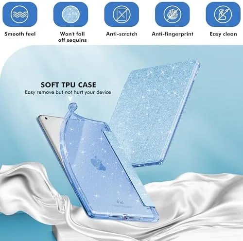 The INFILAND Glitter Case for iPad 9th/8th/7th Generation 10.2 inch, Blue in real use