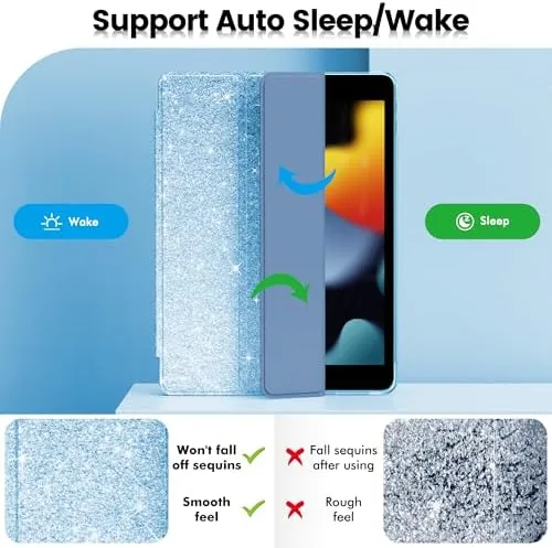 The INFILAND Glitter Case for iPad 9th/8th/7th Generation 10.2 inch, Blue compared in context