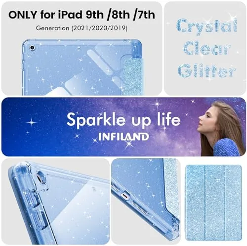 Testing the INFILAND Glitter Case for iPad 9th/8th/7th Generation 10.2 inch, Blue over two weeks