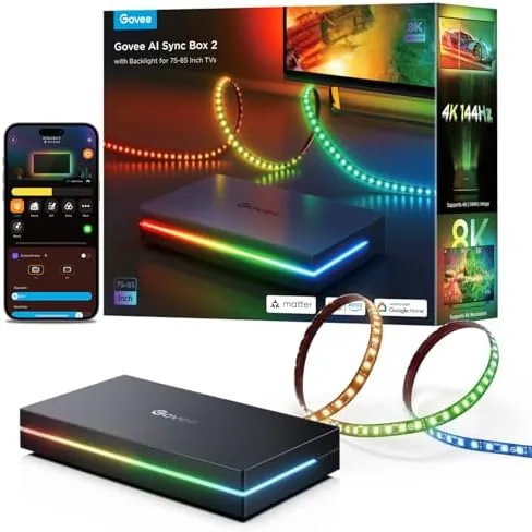 Govee HDMI 2.1 AI Sync Box 2, 8K/4K @144Hz, RGBWIC for 75-85 Inch TVs Review: Tested and Rated