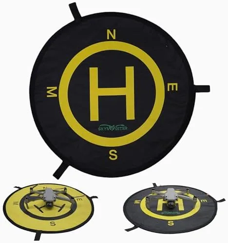 Overview of the SKYMONSTER 55cm/21'' Drone Landing Pad, Waterproof Fast-fold Double Sided Quadcopter