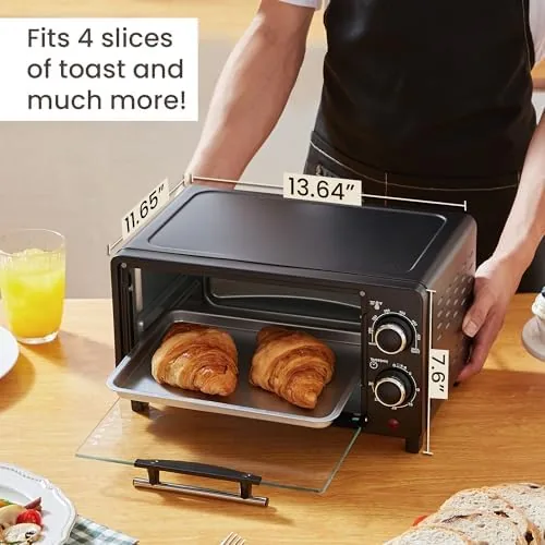 Four slices of bread toasting in the ETO490 on the wire rack