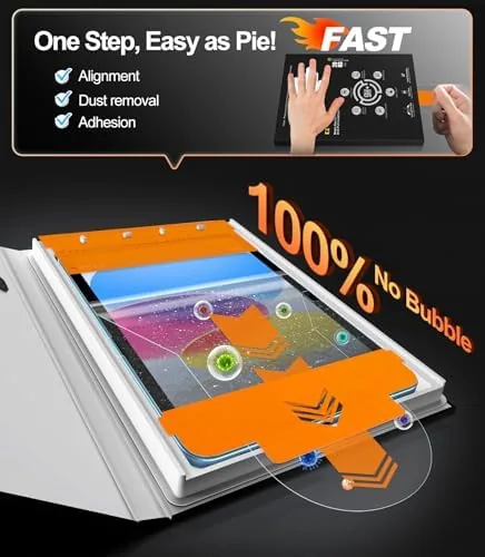 Applied protector on the iPad showing the clean edge and camera cutout