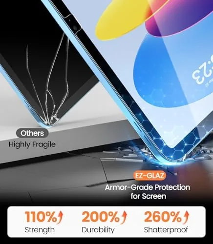 Tempered glass protector next to a matte paper style protector