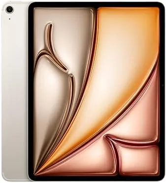 The Starlight 13-inch iPad Air resting on a desk showing the large display