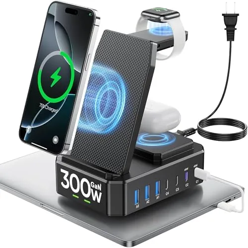 Overview of the 300W Charging Station for Multiple Devices Apple,zutspzss Wireless Charger |