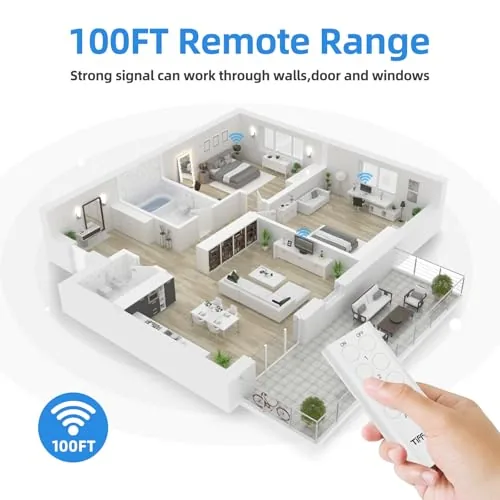 Detail shot of the Indoor Remote Control Outlet Plug, Wireless Light Switches, 100ft Range features