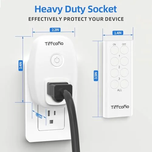 Another view of the Indoor Remote Control Outlet Plug, Wireless Light Switches, 100ft Range