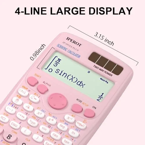 Close look at the Scientific Calculators,IPEROT Pink Solar Scientific Calculator 417Function | Desktop Math build quality