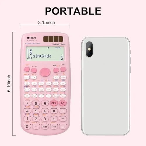 Another view of the Scientific Calculators,IPEROT Pink Solar Scientific Calculator 417Function | Desktop Math
