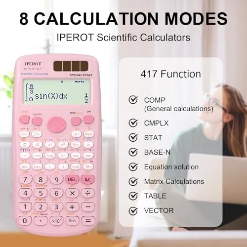 The Scientific Calculators,IPEROT Pink Solar Scientific Calculator 417Function | Desktop Math compared in context