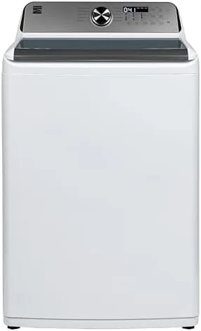 The Kenmore 4.5 cu ft top load washer in white in a laundry room