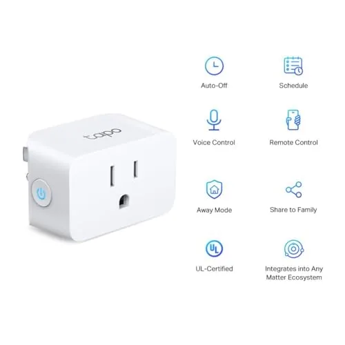 A lamp plugged into a Tapo Smart Plug Mini and toggled on from a phone