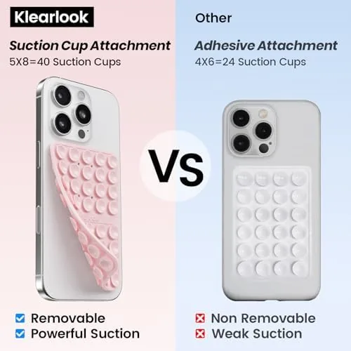 Close look at the Klearlook Silicone Double Sided Suction Cup Phone Case Mount, Light build quality