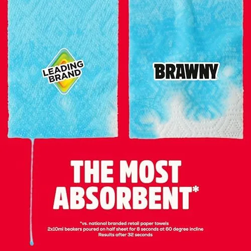 A kitchen drawer with a fresh roll of Brawny Tear-A-Square