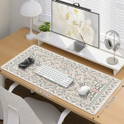 Close look at the iCasso Desk Mat for Women Desk Accessories, 35.4x15.7in,Cozy Gray Floral build quality
