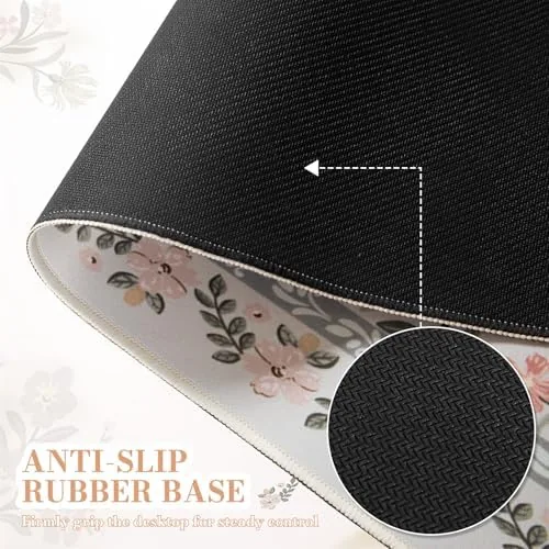 The iCasso Desk Mat for Women Desk Accessories, 35.4x15.7in,Cozy Gray Floral in real use