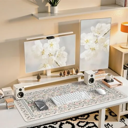 The iCasso Desk Mat for Women Desk Accessories, 35.4x15.7in,Cozy Gray Floral compared in context