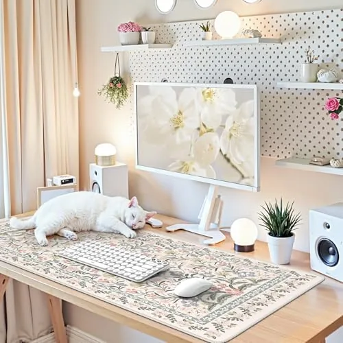 Testing the iCasso Desk Mat for Women Desk Accessories, 35.4x15.7in,Cozy Gray Floral over two weeks
