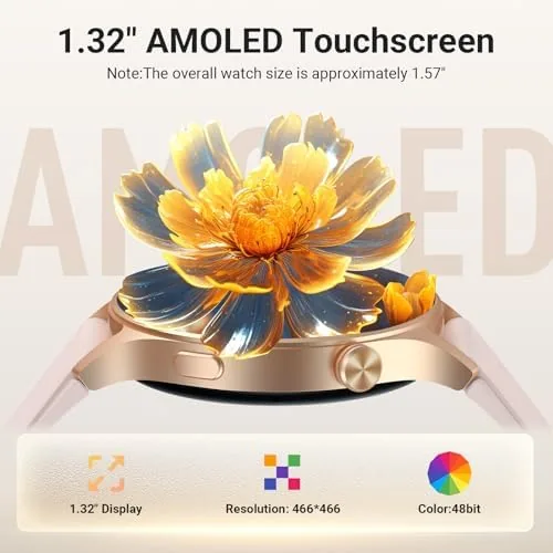 Close look at the Fitpolo Smart Watch for Women,1.3" AMOLED Touchscreen Fitness Tracker, Make/Answer build quality