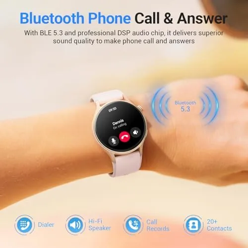 Detail shot of the Fitpolo Smart Watch for Women,1.3" AMOLED Touchscreen Fitness Tracker, Make/Answer features